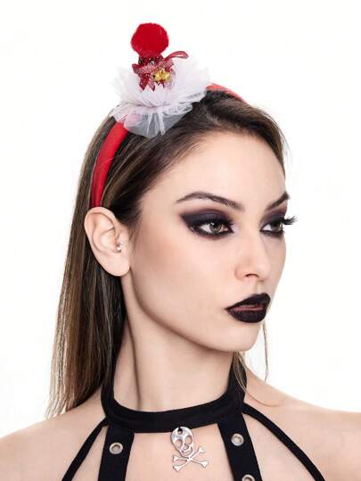 Goth 1 pieza Diadema con campana navideña para mujer, adecuada como accesorio del atuendo navideño, banda para el cabello, aro para el cabello