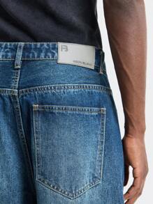 NEON BLANC Quần Jeans Denim Dài Ống Rộng Dệt Rộng Thường Ngày Cho Nam, Màu Xanh - Màu xanh lam - Xem 5