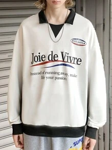 Manfinity VCAY 1 pieza Jersey de punto holgado de manga larga con parches, de moda informal para hombre