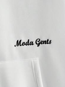 GENTILAND 男士宽松落肩长袖羊毛连帽衫，休闲日常通勤装，适合秋冬季 - 白色 - 查看 4