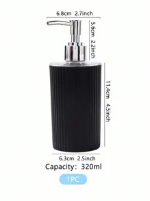 1PC/2PCS Striped Acrylic Soap Dispenser - Luxury Pump Bottle For Hand Soap & Shower Gel, Refillable Bathroom Decor - Black - View 5