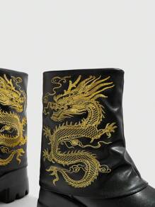 CUCCOO GRLICON 女式中筒靴，Y2K 风格，朋克摇滚，机车风，酷女孩装，适合万圣节、圣诞节和派对 - 黑色 - 查看 10