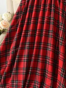Women's Elastic Waist Plaid Printed Long Loose Casual Skirt