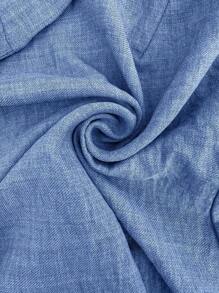 Selianne 1 件女士优雅纯色系带羊腿袖衬衫，适合秋冬季，长袖上衣 - 藍色 - 查看 6