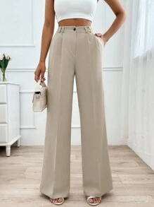SHEIN Pantalon De Costume Unicolore À Poche Ample