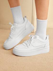 CUCCOO EASI Giày thể thao đế dày màu bạc kiểu dáng mới năm 2024 dành cho nữ, phần trên bằng lưới thoáng khí, giày thể thao thường ngày màu trắng cho không khí lễ hội năm mới, mùa thu và mùa đông. - trắng - Xem 3