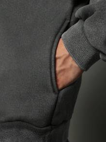 SUMWON Athleisure Star Print Hoodie Oversized Fit Winter Sports Loungewear Casual Streetwear Sweatshirt With Back Design Heavy Weight Premium Cotton - Grey - View 5