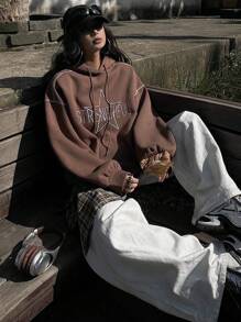 DAZY Loose Casual Contrast Color Block Thermal Lined Crew Neck Pullover Sweatshirt For Women,Fall Clothes