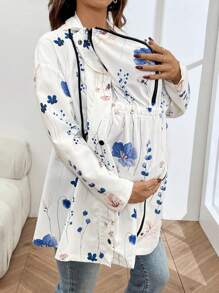 SHEIN Maternity 3-In-1 Knit Trim Kangaroo Hooded Padded Coat - Jacket & Jacket Combo - Multicolor - View 3