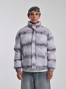 Musero Men Stand Collar Casual Winter Tie Dye Padded Coat - Multicolor - View 1
