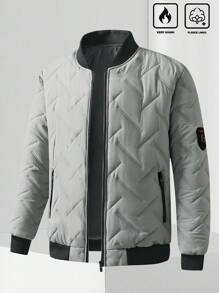 Manfinity Homme Men Zip Up Quilted Bomber Padded Coat - Grey - View 1