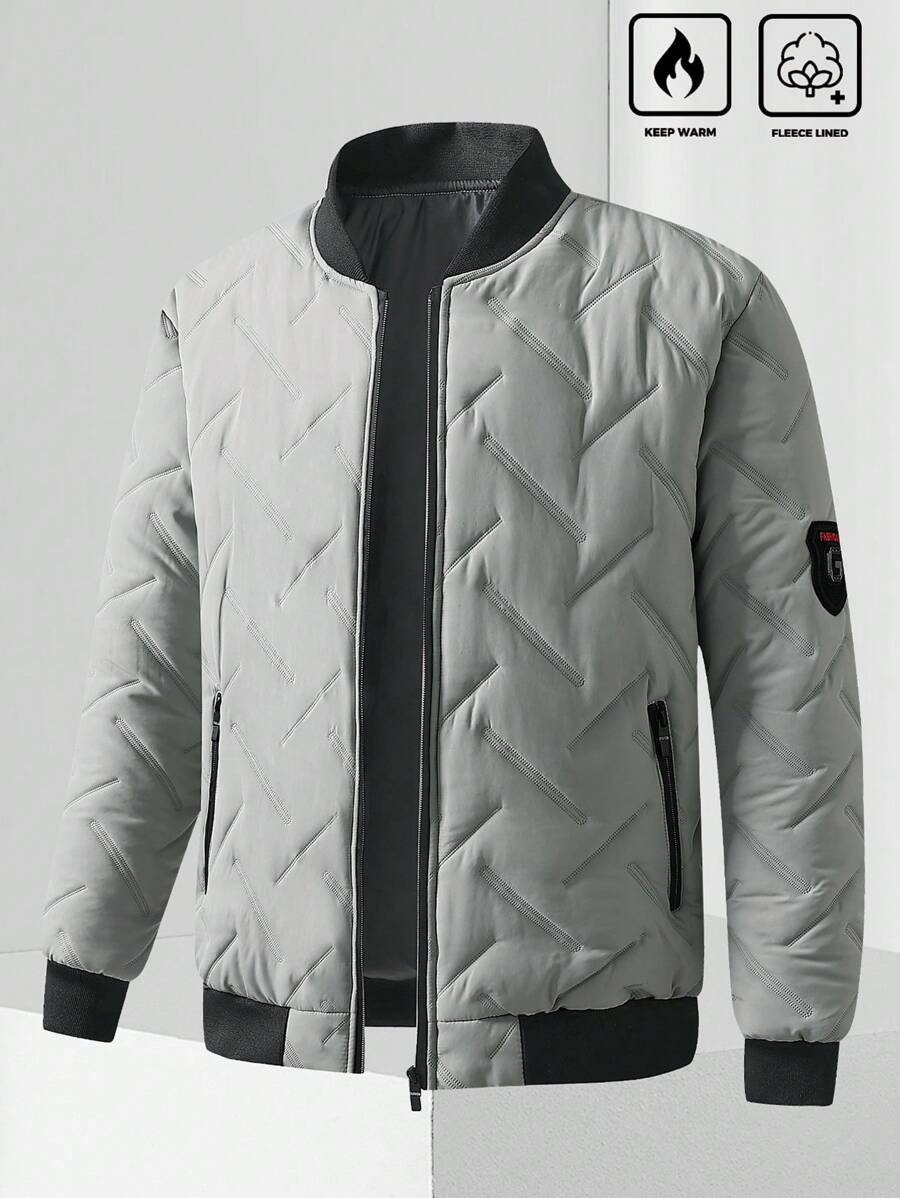 Manfinity Homme Men Zip Up Quilted Bomber Padded Coat - Grey - View 1