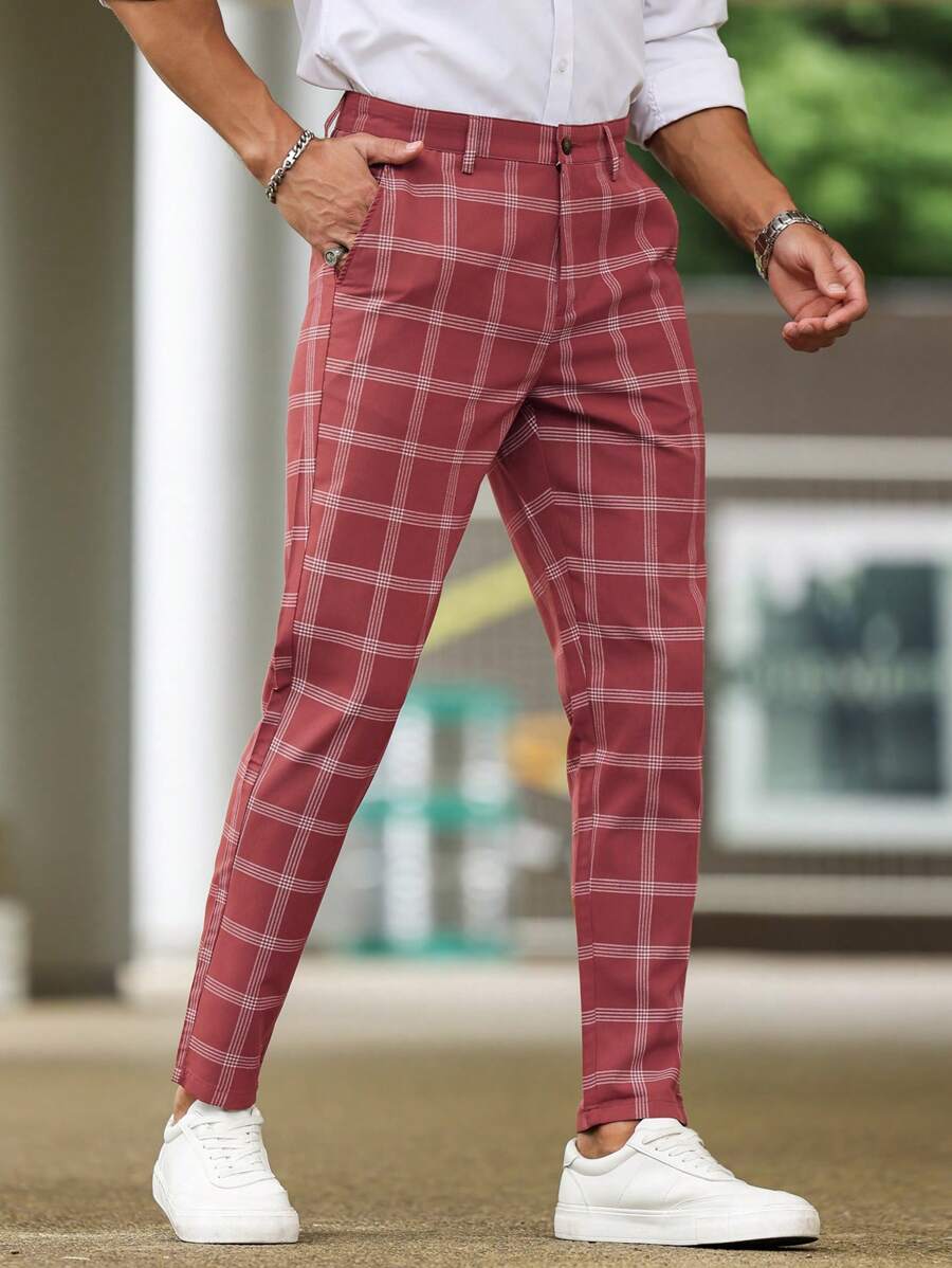 Manfinity Homme Quần âu kẻ sọc ống côn thường ngày cho nam, dùng khi đi làm - Nhiều màu - Xem 1