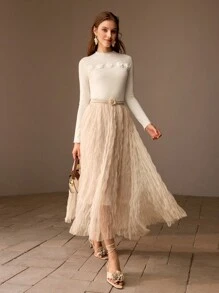 MOTF PREMIUM 100% PURE WOOL WOMEN STEREO FLOWER SWEATER - White - View 7