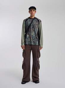 Musero Long Sleeve Plants And Trees Graphic All Over Pattern Print Loose Fit Sports Tshirt Top SPRING SUMMER Essentials - Multicolor - View 5