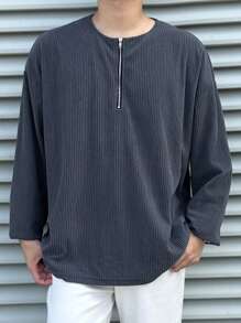 Manfinity Dauomo Sudadera con capucha de manga larga y cremallera frontal minimalista para hombres, para uso casual diario