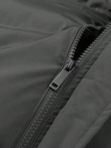 Manfinity Homme 1pc Men Loose Fit Drawstring Hooded Padded Coat, Men Winter Jacket, Men Outerwear - Dark Grey - View 6