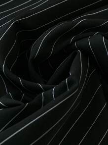 SHEIN LUNE Plus Size Striped Double-Breasted Jacket And Pants Suit Set Graduation,Back To School,Teacher Outfits For Women - Black and White - View 3