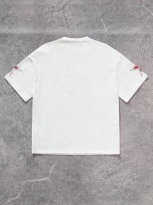 Coolane Áo thun in chữ Blokecore bóng đá màu đỏ mùa hè thu dạo phố cho nữ - trắng - Xem 2