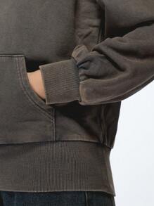 MISSGUIDED 四分之一拉链套头衫，带袋鼠口袋，柔软法国毛圈布，运动休闲家居服，秋冬必备 - 灰色 - 查看 5