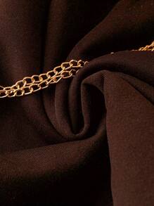 DreamSkyne 2pcs/Set Plus Size Women Solid Color Long Sleeve Shirt Dress And V-Neck Dress, Casual/Workwear - Multicolor - View 5