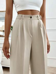 SHEIN Pantalon De Costume Unicolore À Poche Ample