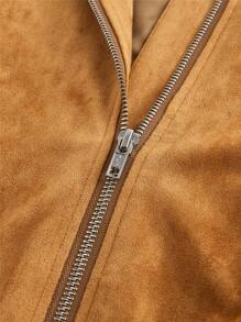 Manfinity VCAY Men's Knitted Slim Fit Casual Stand Collar Raglan Long Sleeve Jacket, Suitable For Autumn, For Christmas - Brown - View 3