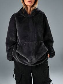 GENKIRA Áo nỉ nữ dáng rộng, thoải mái, thích hợp cho mùa thu. - Xám - Xem 1