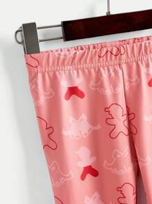 2 sztuki Zestaw dla młodej dziewczyny Okrągły dekolt Długi rękaw Drukowany swobodny top i spodnie, na Boże Narodzenie