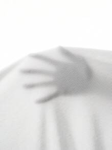 SHEIN EZwear 交叉印花短款T恤 - 白色 - 查看 5