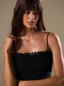 MUSERA 蕾丝边露脐吊带背心，外出度假必备，春夏款 - 棕色 - 查看 5