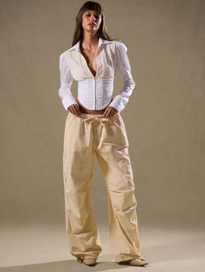 MUSERA 抽绳工装裤 度假风 优雅休闲 可爱夏季