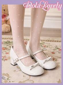 Dola Lovely Tacones altos con puntera redonda, decorados con moño y en unicolor, ideales para uso diario y salidas nocturnas, perfectos para Año Nuevo, Día de San Valentín y otras festividades