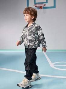 年轻男孩休闲户外街头酷树枝迷彩印花牛仔夹克 - 彩色 - 查看 5