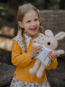 SHEIN Young Girl Casual Contrast Color Patchwork Ditsy Floral 2 In 1 Sweatshirt, Autumn