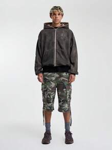 Musero Men Distressed Zip Up Hooded Sweatshirt - Multicolor - View 5