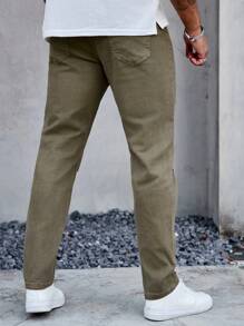 Manfinity Homme Men's Casual Distressed Tapered Fit Jeans - Green - View 2