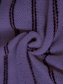 Calvaya Cárdigan informal de manga larga a rayas de talla grande con un solo botonadura, para otoño/invierno - Morado - Ver 8