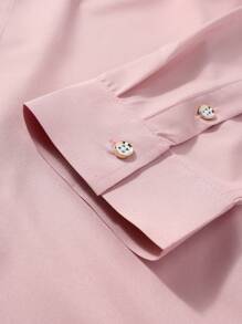 Manfinity Mode Camisa de manga larga con botones delanteros y cuello, con degradado minimalista para hombre, para otoño - Rosa vieja - Ver 7