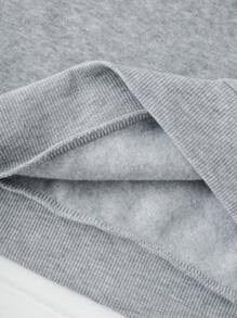 INAWLY Áo nỉ chui đầu cổ tròn in họa tiết nơ cỡ lớn thường ngày - Xám - Xem 5