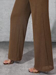 Denimoi Mono de pierna ancha con cuello de halter para mujeres en temporada de otoño - Caqui - Ver 7