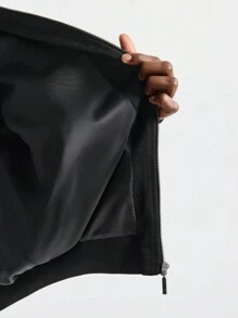 Manfinity VCAY Chaqueta casual con cremallera delantera, manga larga y bordado sencillo para hombre