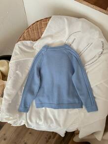 Blossori Jersey de manga raglán liso para niños, estilo minimalista casual para otoño/invierno