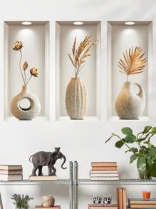 1pc (23*48*3pcs) 3D Effect Artistic Triptych Wall Sticker Background Decoration For Living Room Entrance Valentine's Day, Valentines Wedding, Birthday - Multicolor - View 5