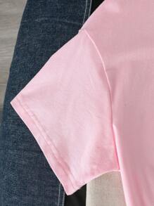 SCOOBY-DOO X SHEIN 女士休闲卡通字母印花落肩宽松短袖 T 恤，夏季