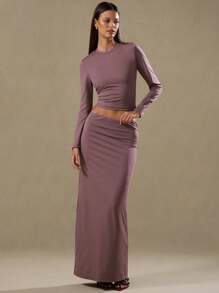 MUSERA Blusa de manga larga ajustada para salir, vacaciones, primavera, verano, otoño