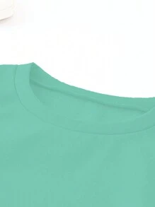 Flirla Plus Size Christmas Letter Print Crew Neck Sweatshirt Pullover Fall Outfit - Green - View 4