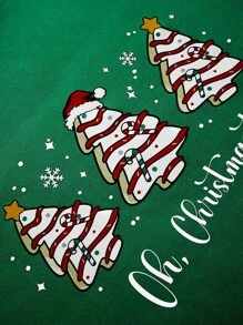 Manfinity Homme Men's Christmas Tree Pattern Fleece Crew Neck Casual Long Sleeve Sweatshirt - Green - View 4