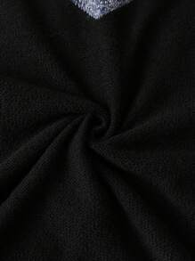 SHEIN LUNE Plus Size Women Color Block Patchwork Hollow Round Neck Slim Fitted Bodycon Knitted Sweater Dress, Elegant For Commute, Lightweight Autumn, For Winter - Multicolor - View 3