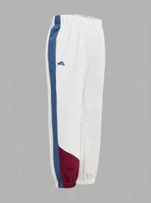 SHEIN 2pcs Sports Set For Young Boys,White,Autumn Color Block Fashion Activewear Suit,Street,Gym - Multicolor - View 7